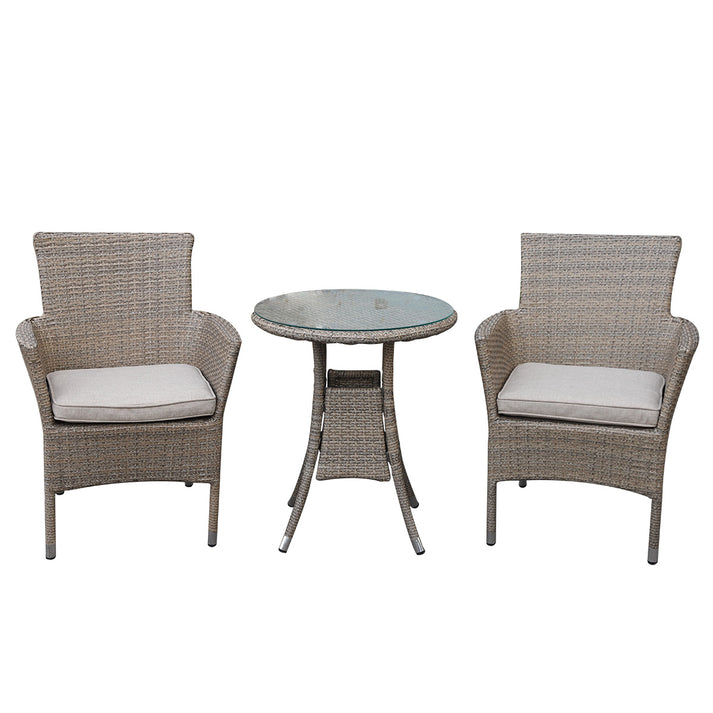 Avignon Garden Furniture Set Steel and Rattan Light Grey by Wensum - 3 Seats