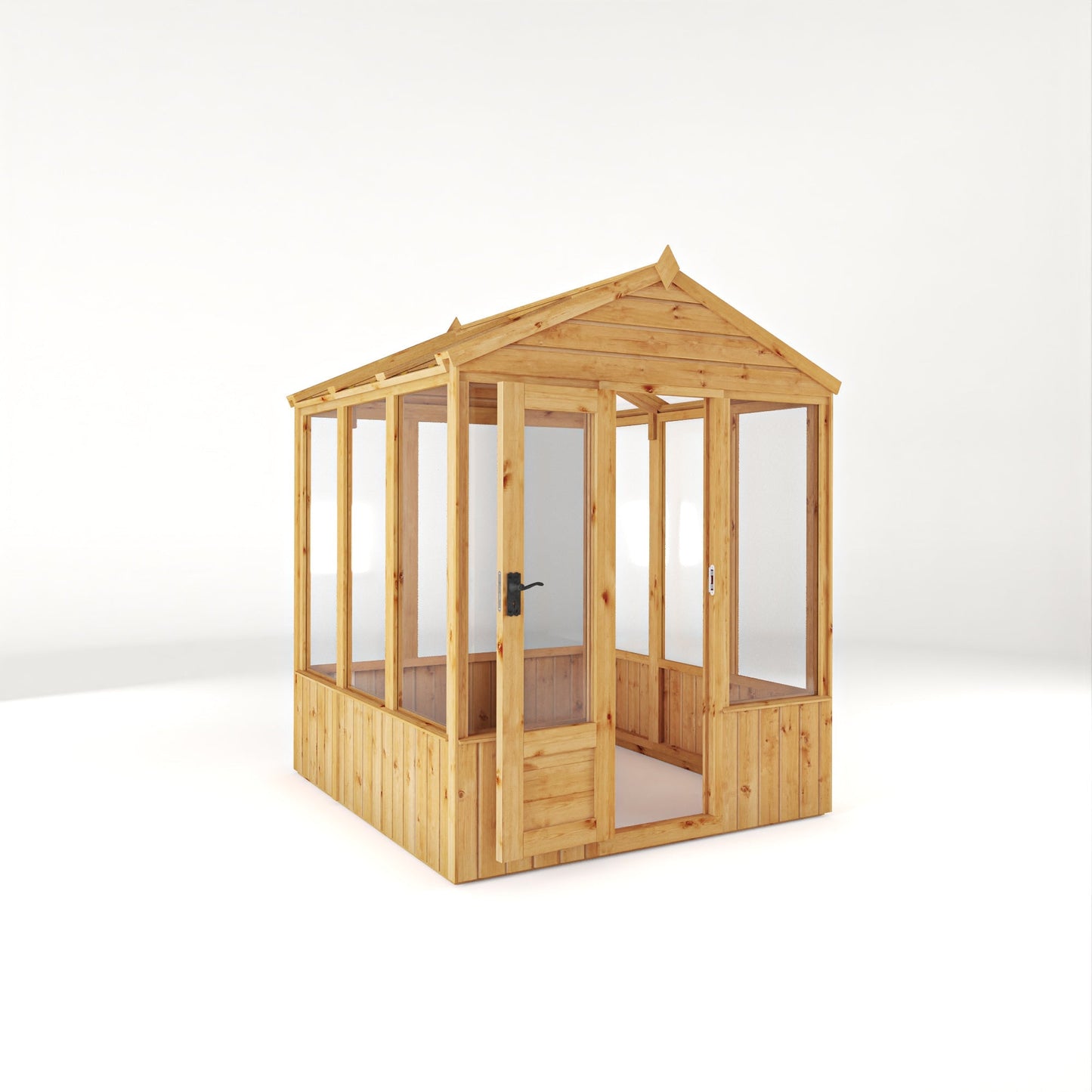 Mercia Woodsman 6' 3" x 6' 1" Apex Greenhouse - Premium Dip Treated Shiplap- Styrene Windows