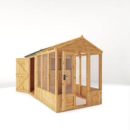 Mercia Woodsman 12' 3" x 6' 3" Apex Combi Greenhouse Shed - Premium Dip Treated Shiplap- Styrene Windows