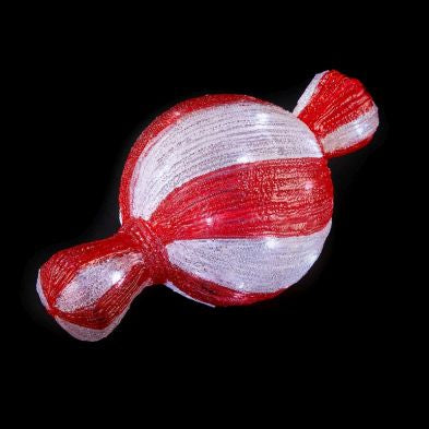 Acrylic Red & White Candy Christmas Light 30 White LED - 34cm