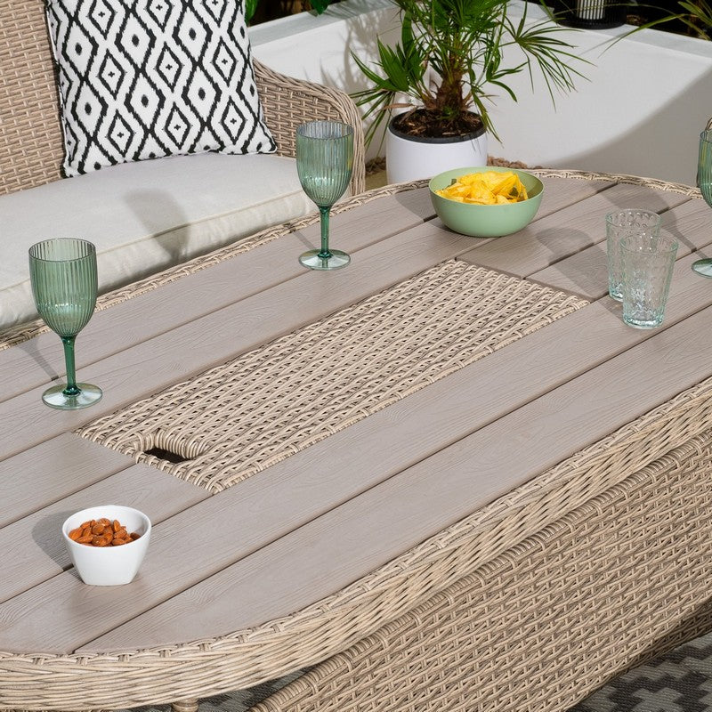 Arles Rattan Garden Patio Dining Set by Croft - 6 Seats Light Grey