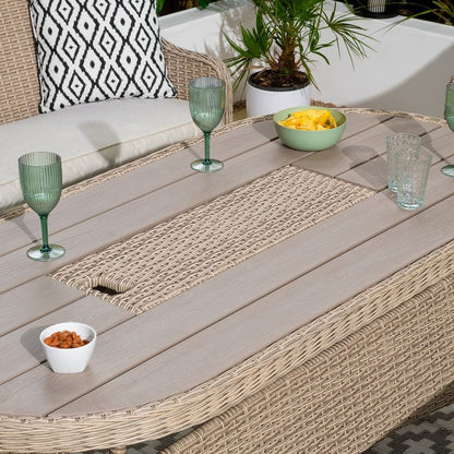 Arles Rattan Garden Patio Dining Set by Croft - 6 Seats Light Grey