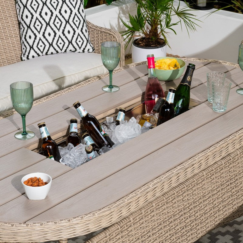 Arles Rattan Garden Patio Dining Set by Croft - 6 Seats Light Grey