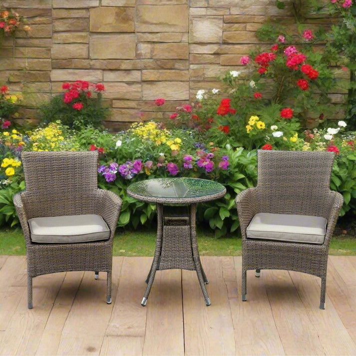 Avignon Garden Furniture Set Steel and Rattan Light Grey by Wensum - 3 Seats