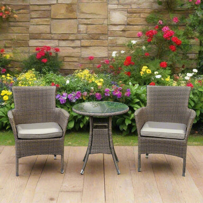 Avignon Garden Furniture Set Steel and Rattan Light Grey by Wensum - 3 Seats