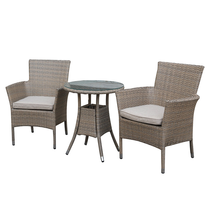 Avignon Garden Furniture Set Steel and Rattan Light Grey by Wensum - 3 Seats