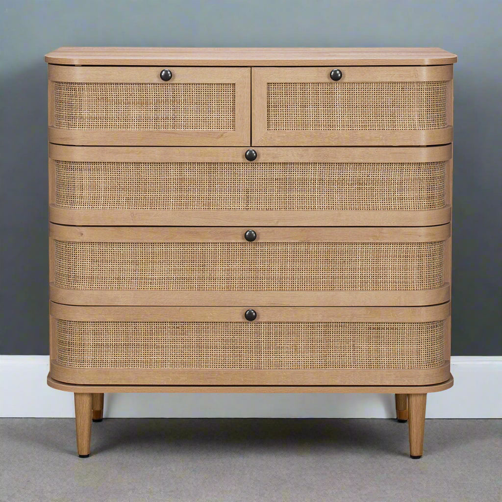 Stockholm Chest of Drawers Beige 5 Drawers