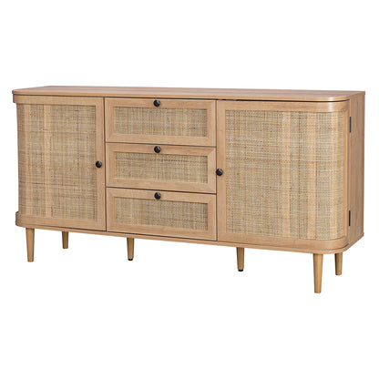 Stockholm Large Sideboard Beige 2 Doors 4 Shelves 3 Drawers