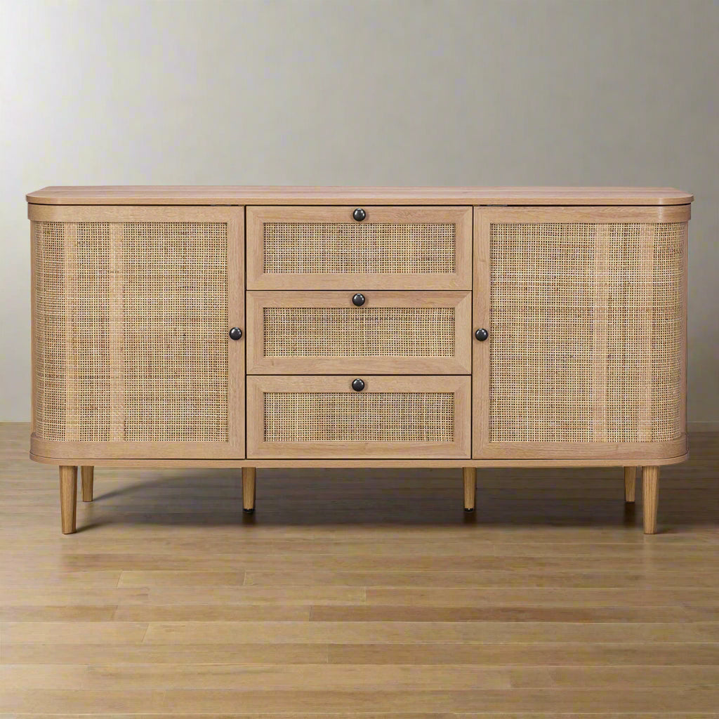 Stockholm Large Sideboard Beige 2 Doors 4 Shelves 3 Drawers