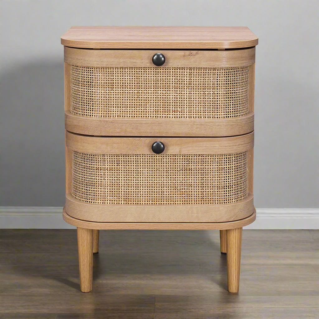 Stockholm Bedside Table Beige 2 Drawers