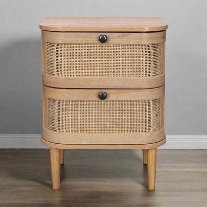 Stockholm Bedside Table Beige 2 Drawers