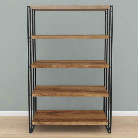 Brooklyn Tall Shelving Unit Black & Brown 5 Shelves