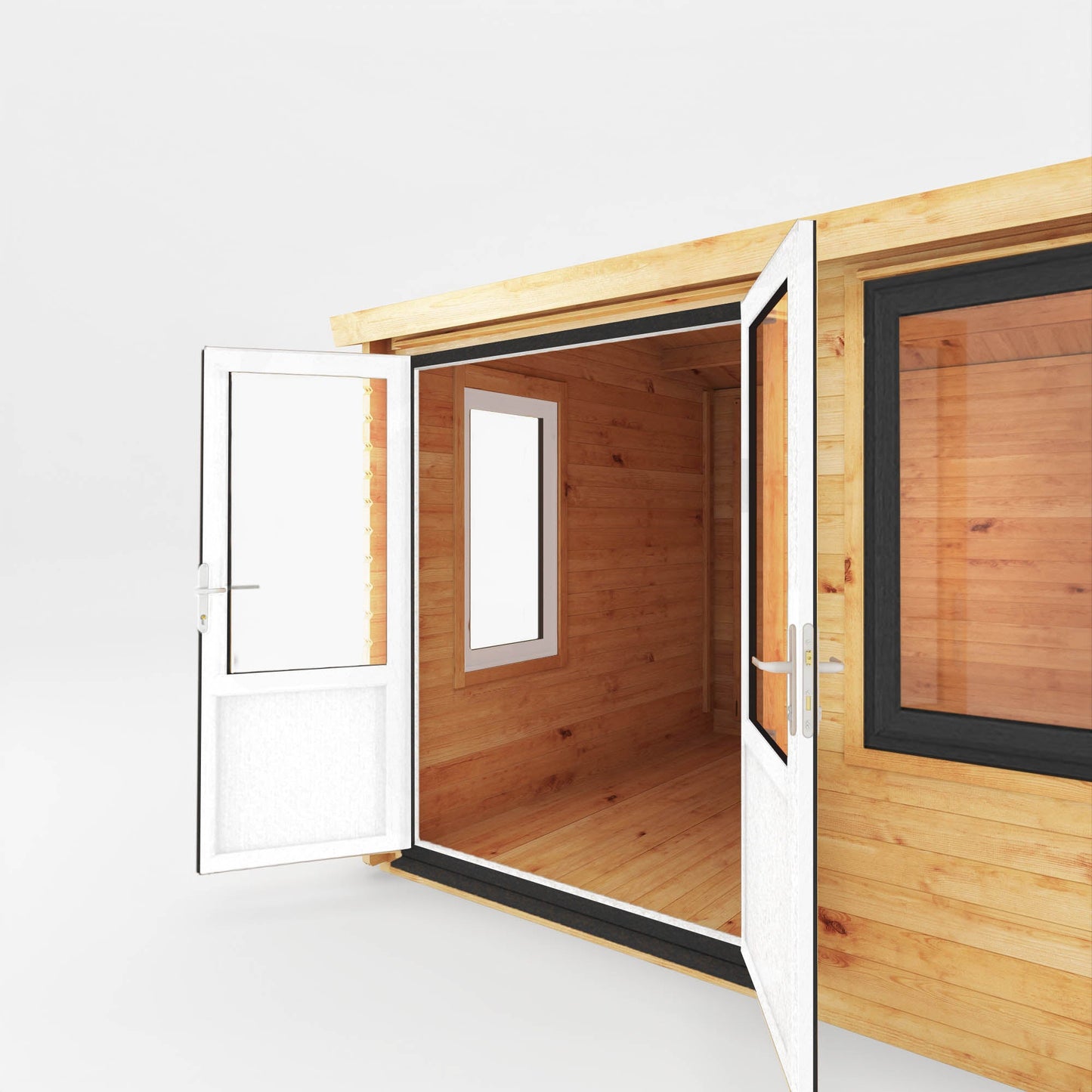 Mercia Elite 10' 3" x 13' 7" Apex Log Cabin - Premium 44mm Cladding Loglap - Grey UPVC