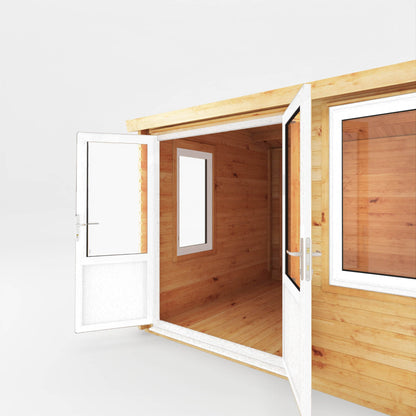 Mercia Elite 10' 3" x 13' 7" Apex Log Cabin - Premium 44mm Cladding Loglap - White UPVC