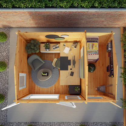 Mercia Elite 10' 3" x 13' 7" Apex Log Cabin - Premium 44mm Cladding Loglap - White UPVC