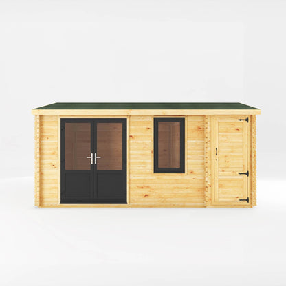 Mercia Elite 13' 6" x 16' 11" Apex Log Cabin - Premium 44mm Cladding Loglap - Grey UPVC