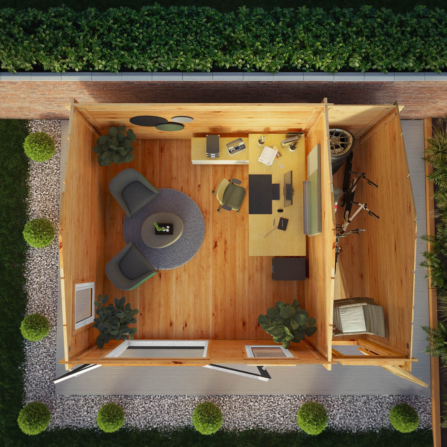 Mercia Elite 13' 6" x 16' 11" Apex Log Cabin - Premium 44mm Cladding Loglap - Grey UPVC