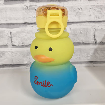 Cute Duck Water Bottle Yellow Blue 19cm With Straw - 760ml