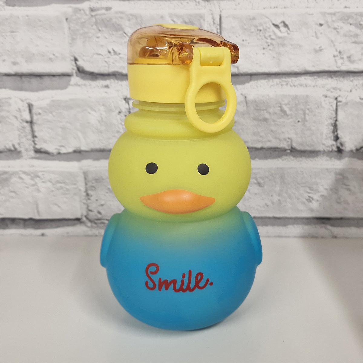 Cute Duck Water Bottle Yellow Blue 19cm With Straw - 760ml