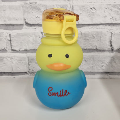 Cute Duck Water Bottle Yellow Blue 19cm With Straw - 760ml