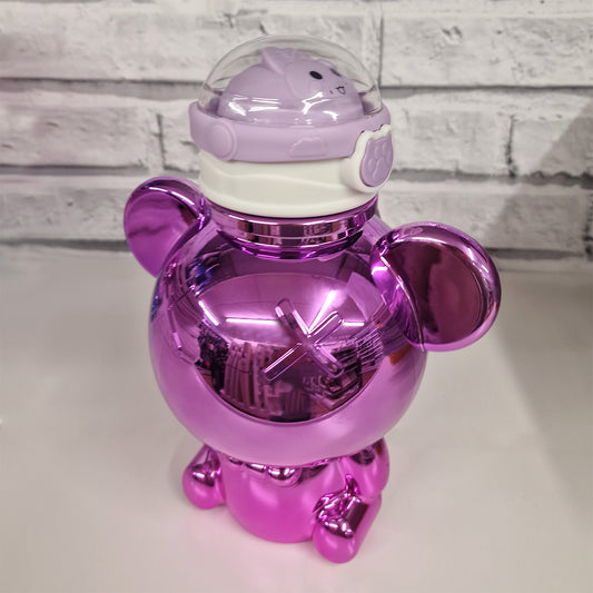 Cute Bear Drinks Bottle 22cm Electroplated Pink - 1000ml