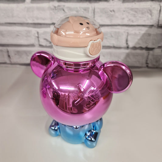 Cute Bear Drinks Bottle 22cm Electroplated Pink and Blue - 1000ml