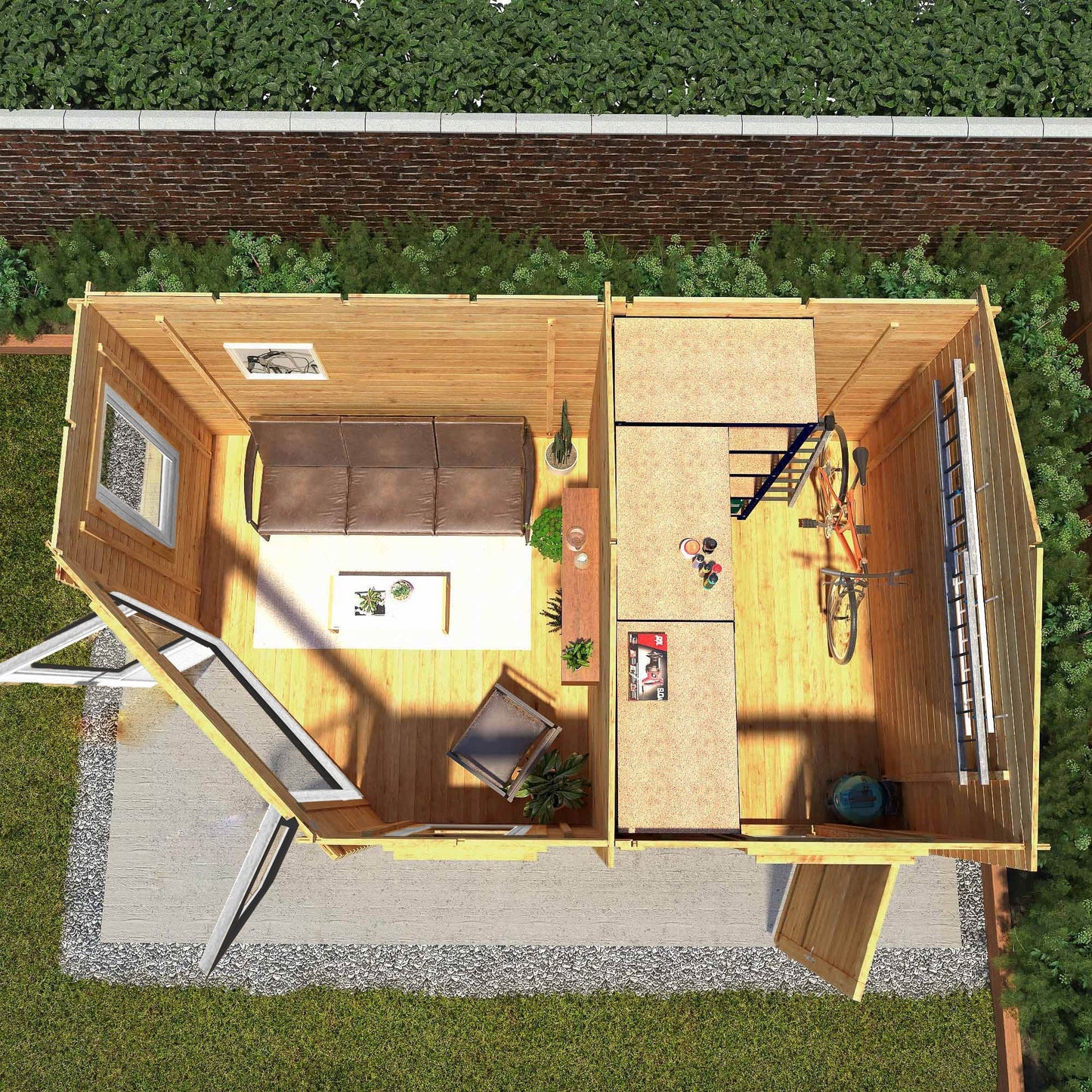 Mercia Corner 10' 4" x 16' 8" Hip Log Cabin Shed - Premium 44mm Cladding Loglap - Grey UPVC