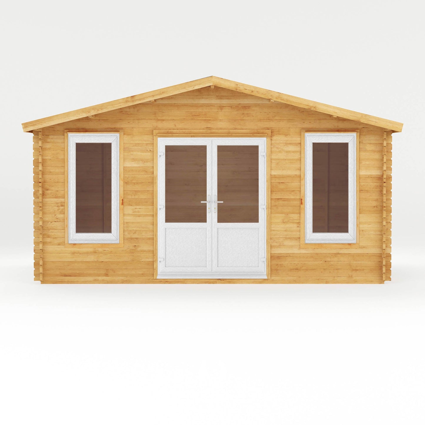 Mercia Retreat 11' 3" x 16' 10" Apex Log Cabin - Premium 44mm Cladding Loglap - White UPVC