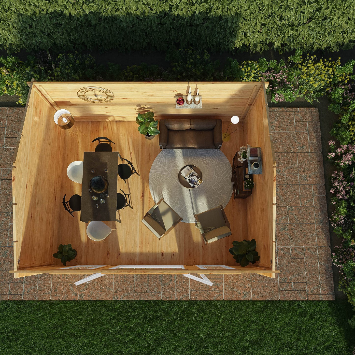 Mercia Studio 13' 7" x 16' 6" Apex Log Cabin - Premium 44mm Cladding Loglap - White UPVC