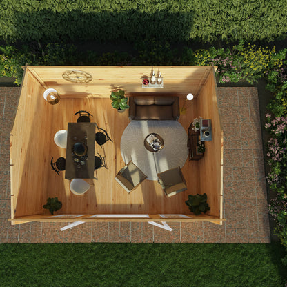 Mercia Studio 13' 7" x 16' 6" Apex Log Cabin - Premium 44mm Cladding Loglap - White UPVC