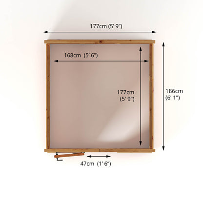 Mercia Woodsman 6' 3" x 6' 1" Apex Greenhouse - Premium Dip Treated Shiplap- Polycarbonate Windows