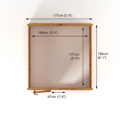Mercia Woodsman 6' 3" x 6' 1" Apex Greenhouse - Premium Dip Treated Shiplap- Glass Windows