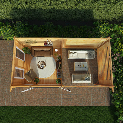 Mercia Studio 10' 11" x 19' 4" Pent Log Cabin Slatted - Premium 44mm Cladding Loglap - Grey UPVC