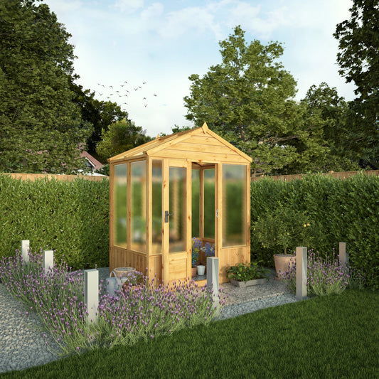 Mercia Woodsman 4' 3" x 6' 1" Apex Greenhouse - Premium Dip Treated Shiplap- Polycarbonate Windows