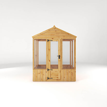 Mercia Woodsman 4' 3" x 6' 1" Apex Greenhouse - Premium Dip Treated Shiplap- Styrene Windows