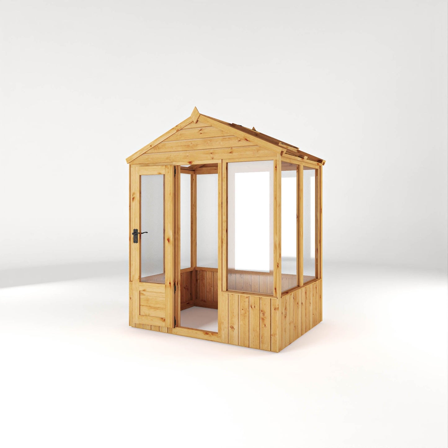 Mercia Woodsman 4' 3" x 6' 1" Apex Greenhouse - Premium Dip Treated Shiplap- Styrene Windows
