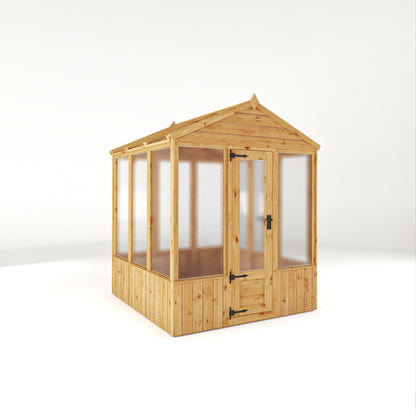 Mercia Woodsman 6' 3" x 6' 1" Apex Greenhouse - Premium Dip Treated Shiplap- Polycarbonate Windows