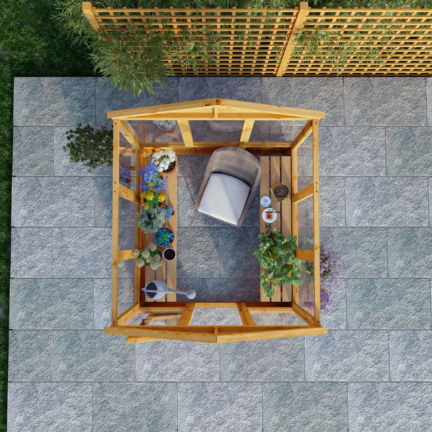 Mercia Woodsman 6' 3" x 6' 1" Apex Greenhouse - Premium Dip Treated Shiplap- Glass Windows