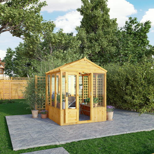Mercia Woodsman 6' 3" x 6' 1" Apex Greenhouse - Premium Dip Treated Shiplap- Styrene Windows