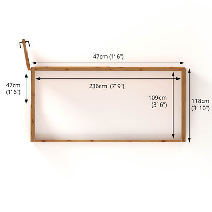 Mercia Woodsman 8' 2" x 3' 11" Pent Lean-to Greenhouse - Premium Dip Treated Shiplap- Styrene Windows
