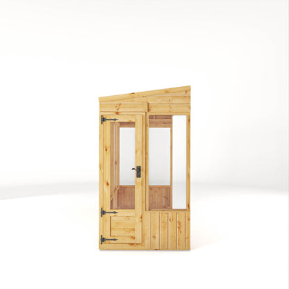 Mercia Woodsman 8' 2" x 3' 11" Pent Lean-to Greenhouse - Premium Dip Treated Shiplap- Glass Windows