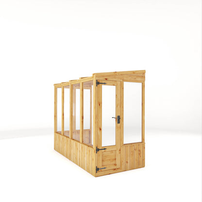 Mercia Woodsman 8' 2" x 3' 11" Pent Lean-to Greenhouse - Premium Dip Treated Shiplap- Styrene Windows