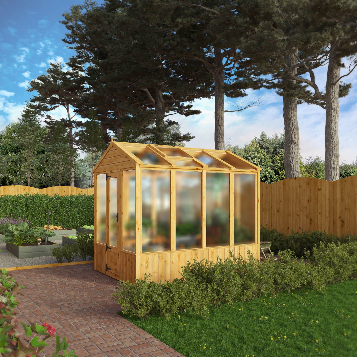 Mercia Woodsman 8' 2" x 6' 1" Apex Greenhouse - Premium Dip Treated Shiplap- Polycarbonate Windows