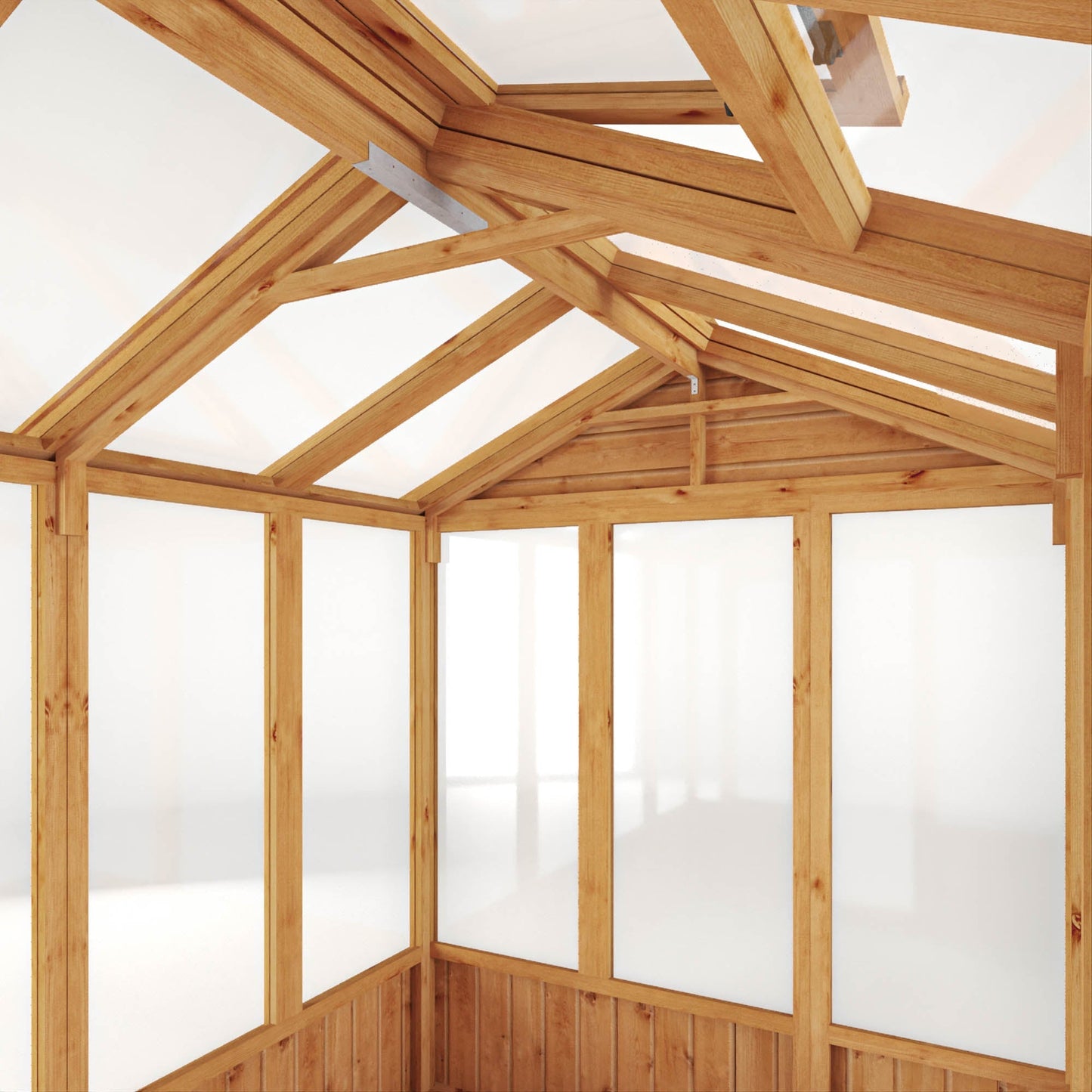 Mercia Woodsman 8' 2" x 6' 1" Apex Greenhouse - Premium Dip Treated Shiplap- Styrene Windows