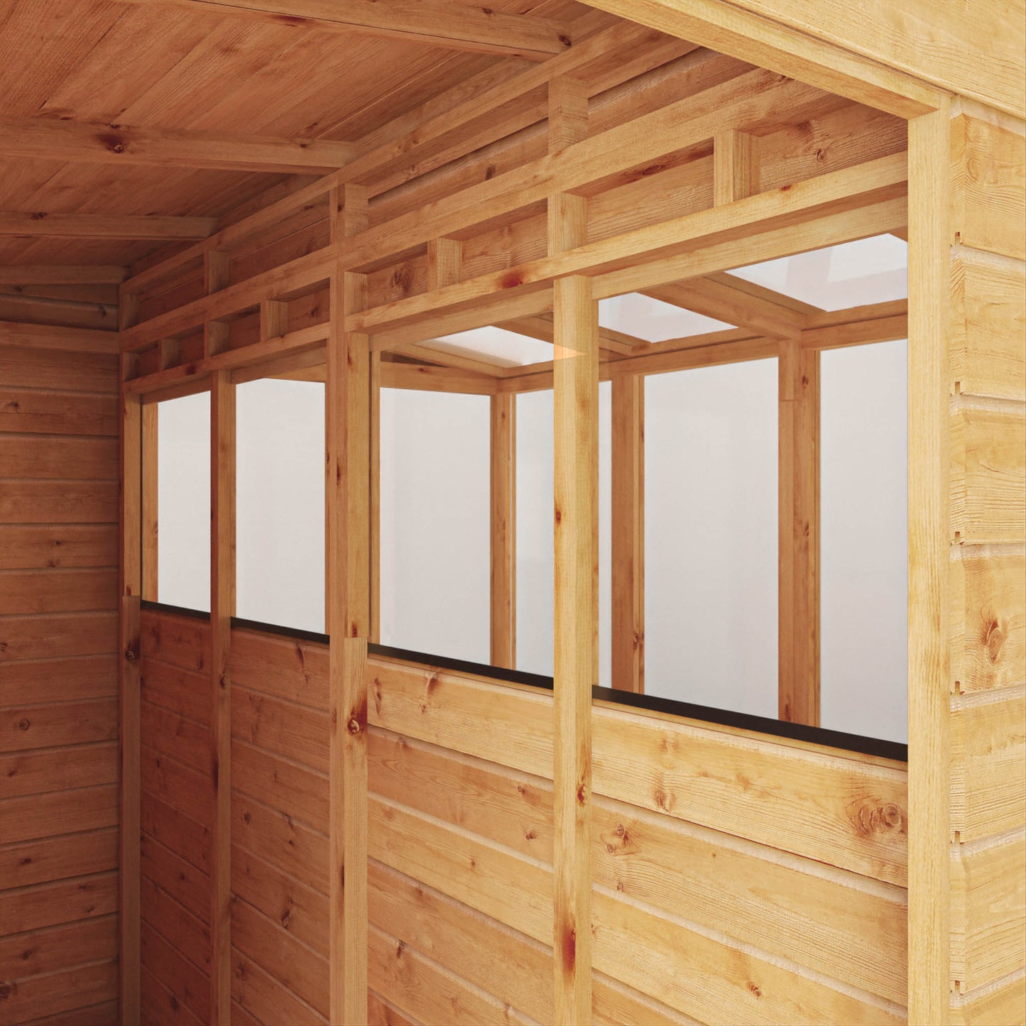 Mercia Woodsman 8' 4" x 8' Apex Combi Greenhouse Shed - Premium Dip Treated Shiplap- Styrene Windows