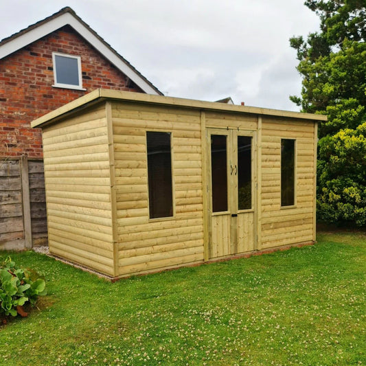 Bakewell Garden Summerhouse 3.6M wide x 3.6M deep Pent Roof  by Churnet Valley - BAKE12X12