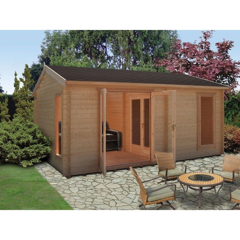 Shire Firestone 12' 8" x 17' 3" Reverse Apex Log Cabin Premium 34mm