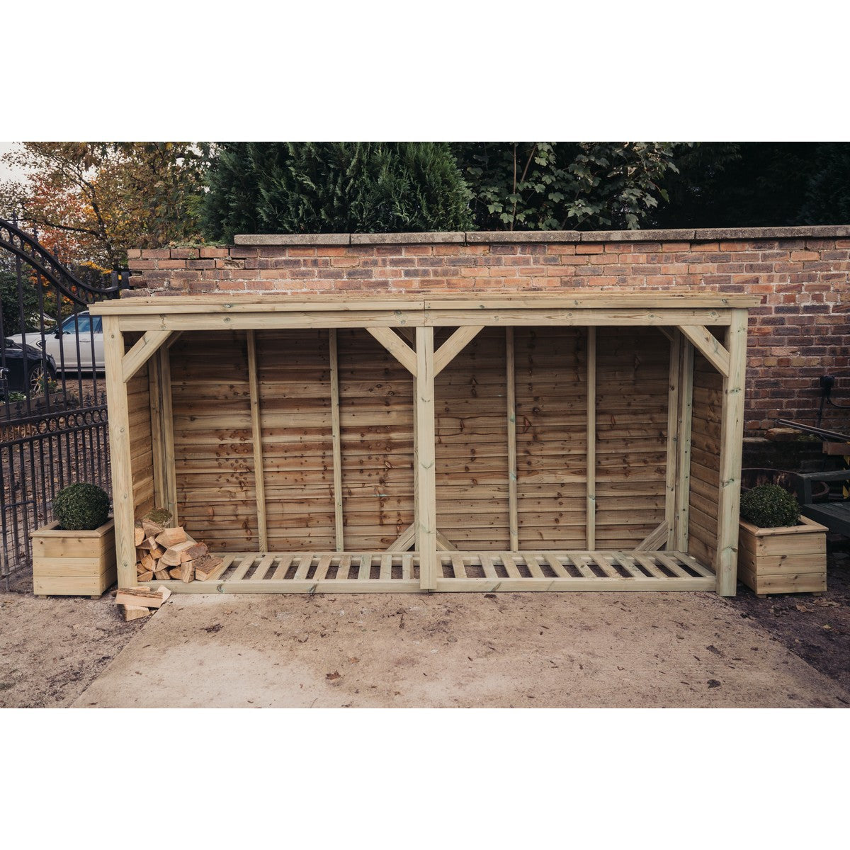 Broadway Garden Log Store 360cm wide x 60cm deep by Churnet Valley - LS6X12