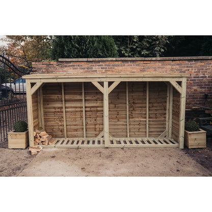 Broadway Garden Log Store 360cm wide x 60cm deep by Churnet Valley - LS6X12