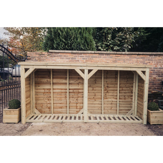 Broadway Garden Log Store 360cm wide x 60cm deep by Churnet Valley - LS6X12